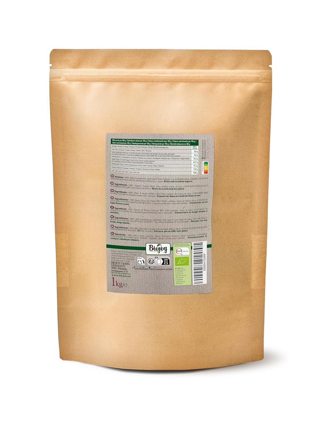 Biojoy organiczne owoce aronii (1kg), suszone i całe (Aronia melanocarpa) Produkty suszone Naty Shop