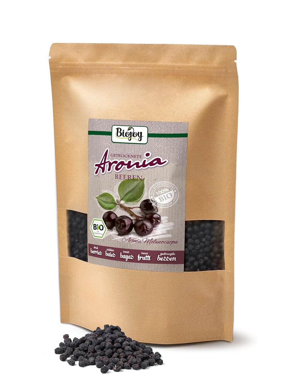 Biojoy organiczne owoce aronii (1kg), suszone i całe (Aronia melanocarpa) Produkty suszone Naty Shop