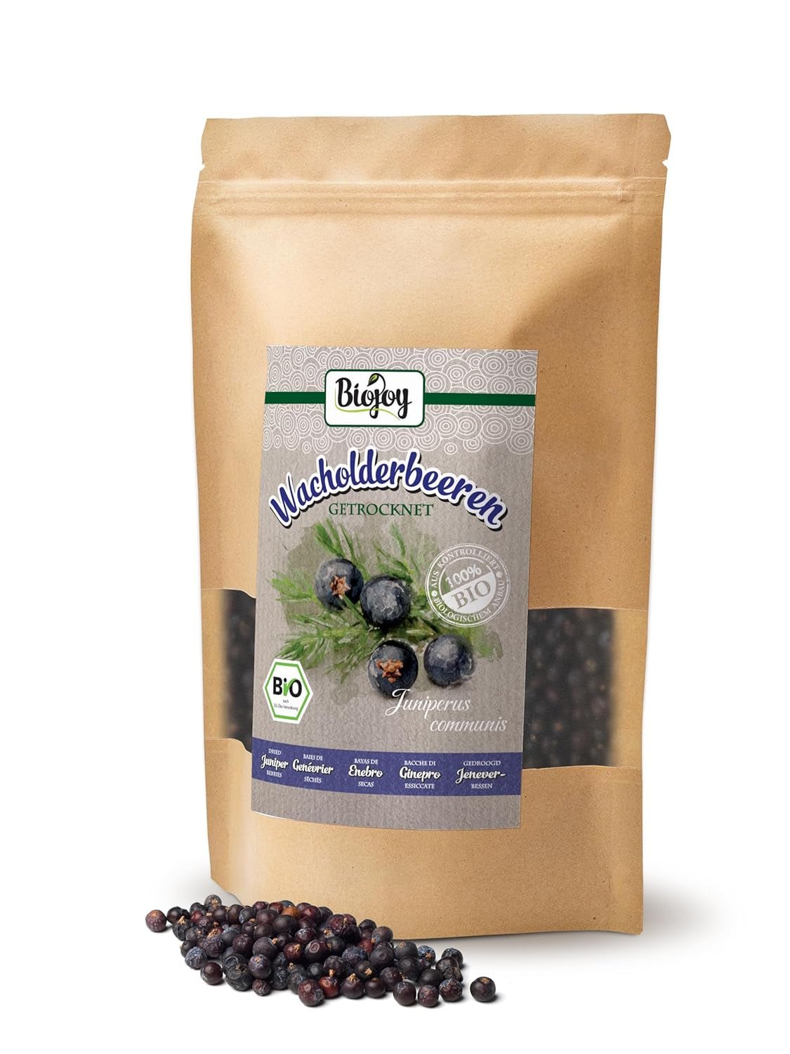 Biojoy Organiczny owoc jałowca (250 g), suszony i cały, bez dodatków (Juniperus communis) Produkty suszone Naty Shop