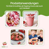 biolla food całe suszone truskawki 0,5 kg, 100% naturalne. Zdrowe przekąski dla dzieci. Idealny do koktajli, musli owsianych, herbaty i owsianki. Długi okres przydatności do spożycia. WEGAŃSKA, BEZGLUTENOWA, SUROWA ŻYWNOŚĆ Naty Shop Produkty suszone
