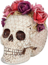 Boland 73089 - Dekoracja czaszki z różami, czaszka z wieńcem kwiatowym, dekoracje stołu na Halloween i karnawał, statuetki i rzeźby Dia de los Muertos Domyślny tytuł sklepu Naty