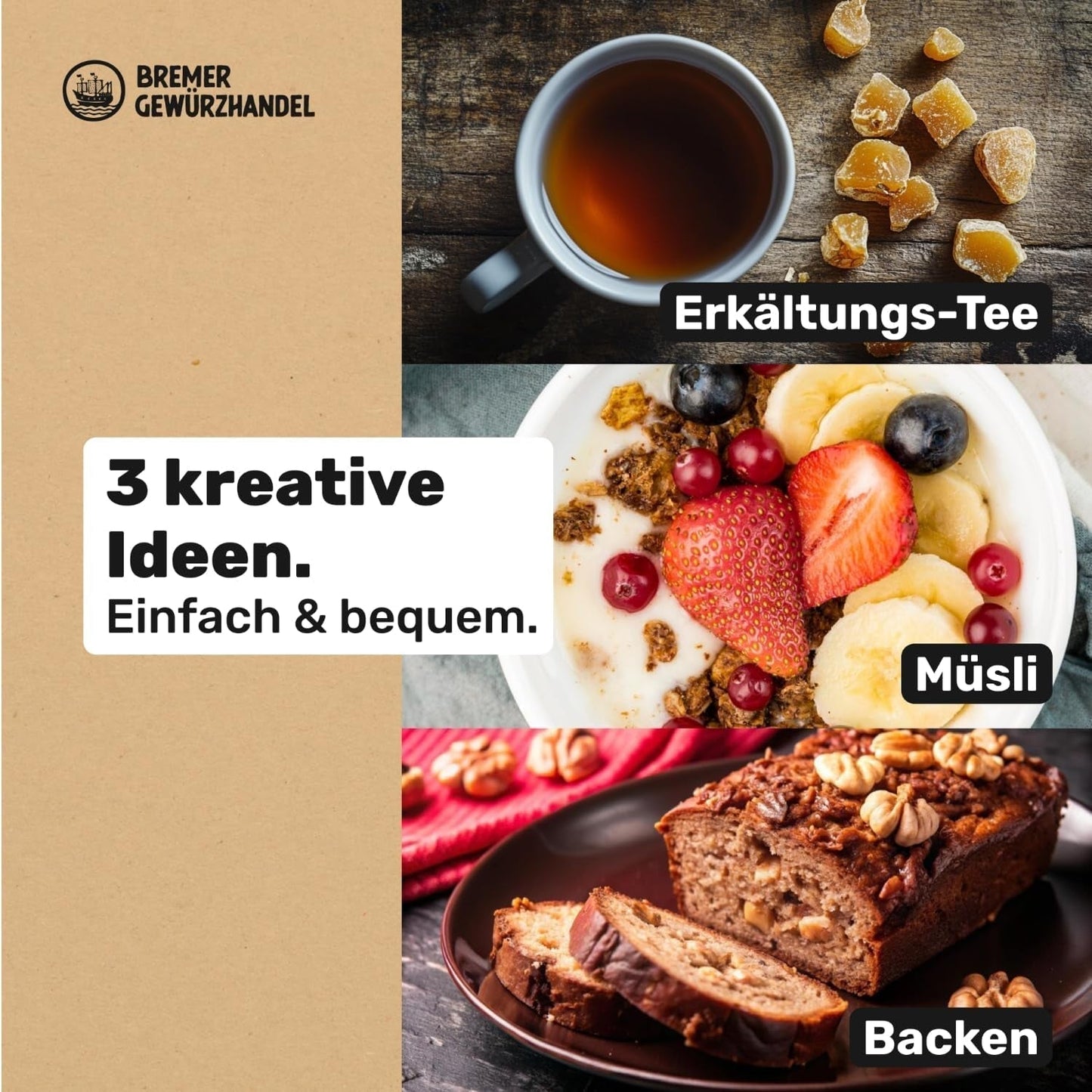 Bremer Gewürzhandel imbir, kawałki suszonych owoców przyprawione, aromatyczne, ostre, niesiarkowane, 1kg Produkty suszone Naty Shop