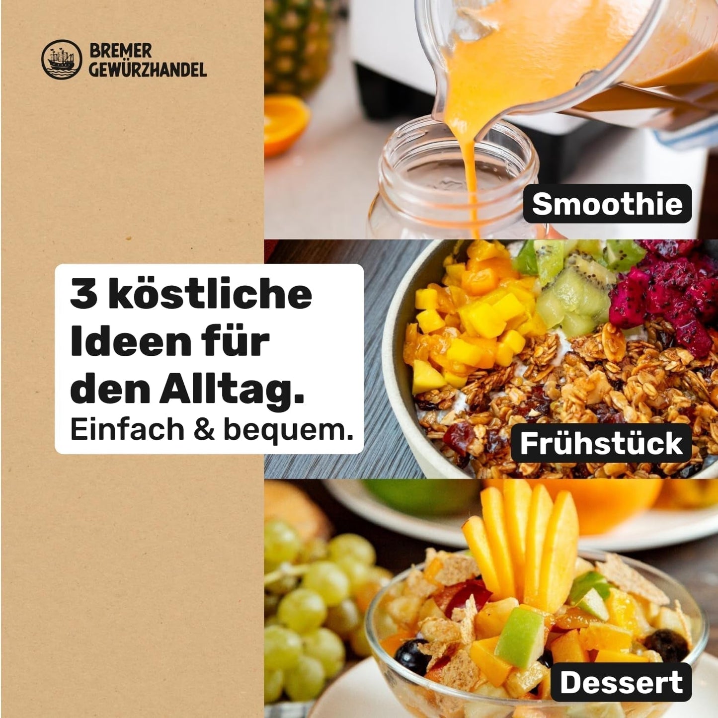 Bremer Gewürzhandel mango, suszone paski mango, niesiarkowane, bez dodatku cukru, 1kg Produkty suszone Naty Shop