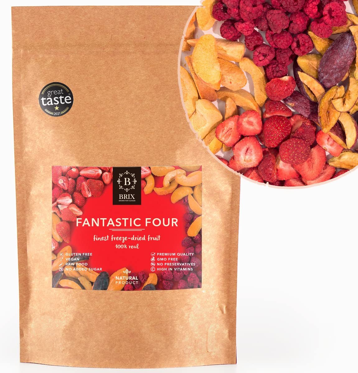 Brix Liofilizowane Owoce Fantastyczna Czwórka (80g) - Cena dobry smak, pyszna i zdrowa przekąska, wytrawna chrupiąca, bogata w witaminy Produkty suszone Naty Shop Domyślny tytuł