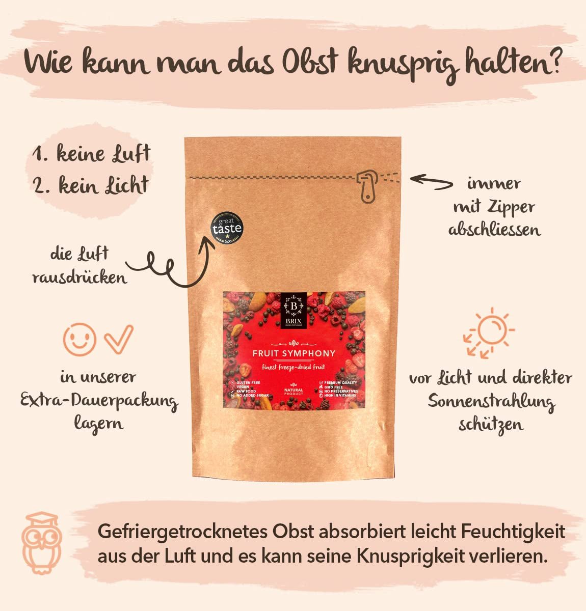 BRIX owoce liofilizowane | Naturalna mieszanka suszonych owoców 115g | Nagroda Great Taste dla suszonych owoców | Bez GMO, bezglutenowe, wegańskie, z witaminami Naty Shop Produkty suszone