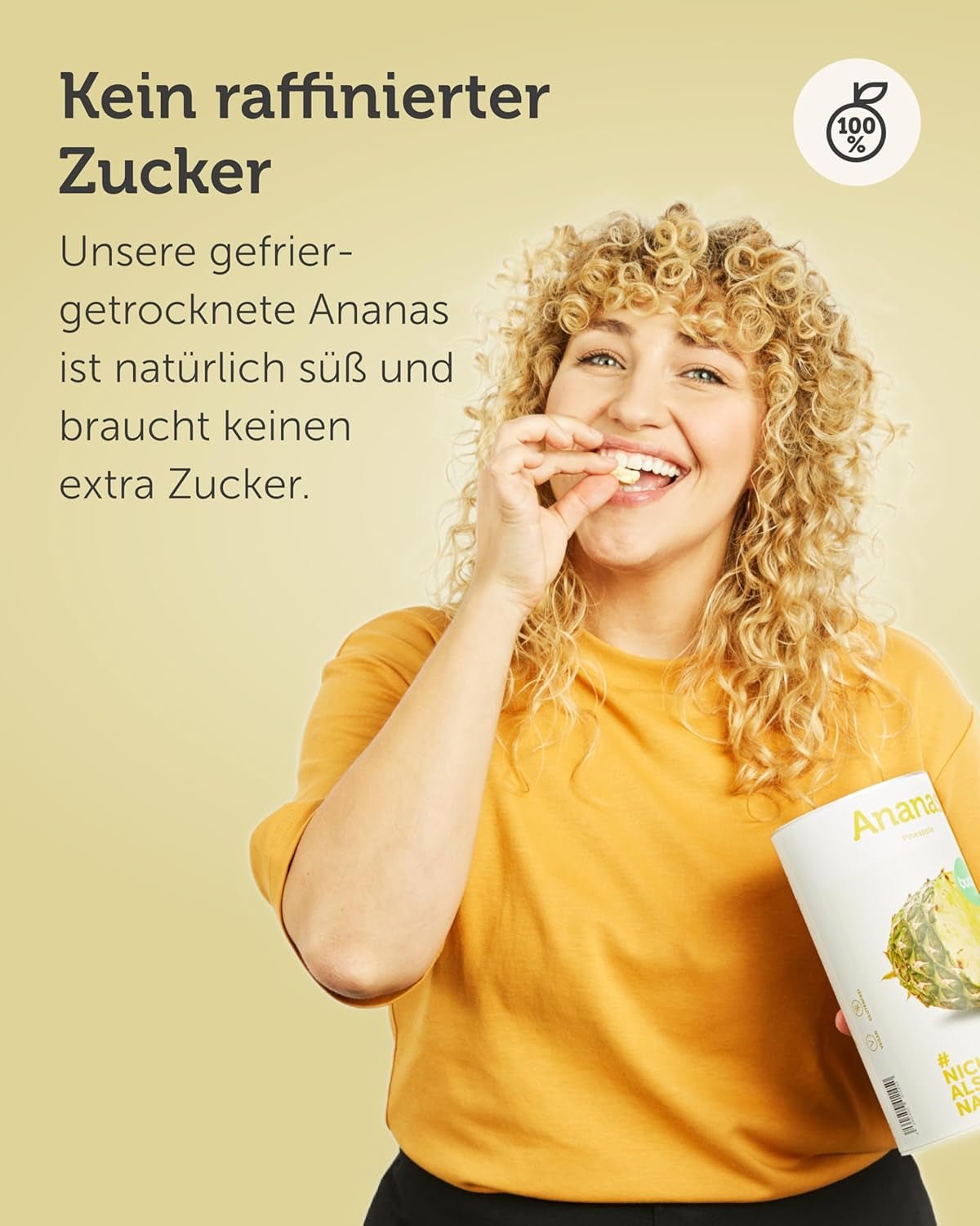BUAH® Ananas liofilizowany | Chipsy ananasowe jako przekąska lub do musli i deserów | Idealny zamiennik słodyczy | Wegańskie i bez dodatku cukru | 100% owoców liofilizowanych | 200 g Naty Shop produkty suszone