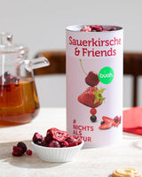 BUAH® Mieszanka owocowa liofilizowana | wiśnie, truskawki, porzeczki czerwone i czarne liofilizowane bez dodatku cukru | 100% owoców | wegańskie, bezglutenowe, bez laktozy (128g) Naty Shop produkty suszone