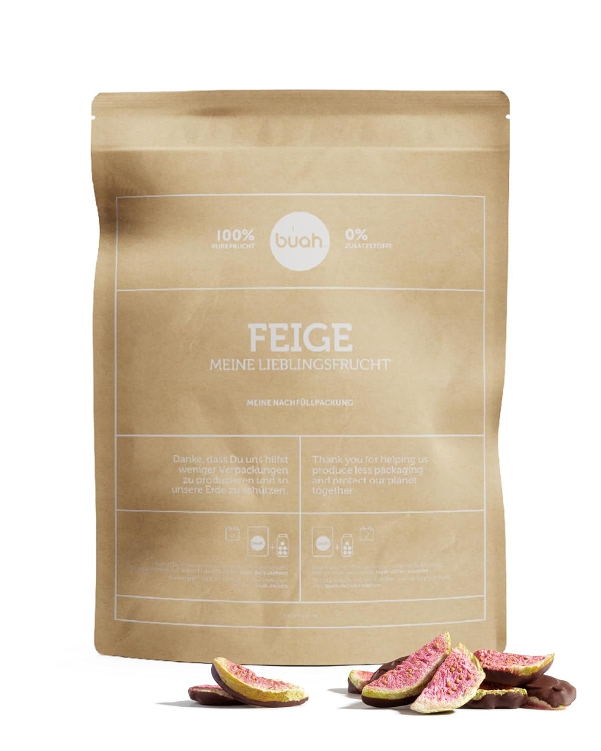 BUAH® Figi liofilizowane | Chipsy figowe Jako przekąska, do musli i deserów | Idealny zamiennik słodyczy | Wegańskie i bez dodatku cukru | 220g Naty Shop produkty suszone 410 G