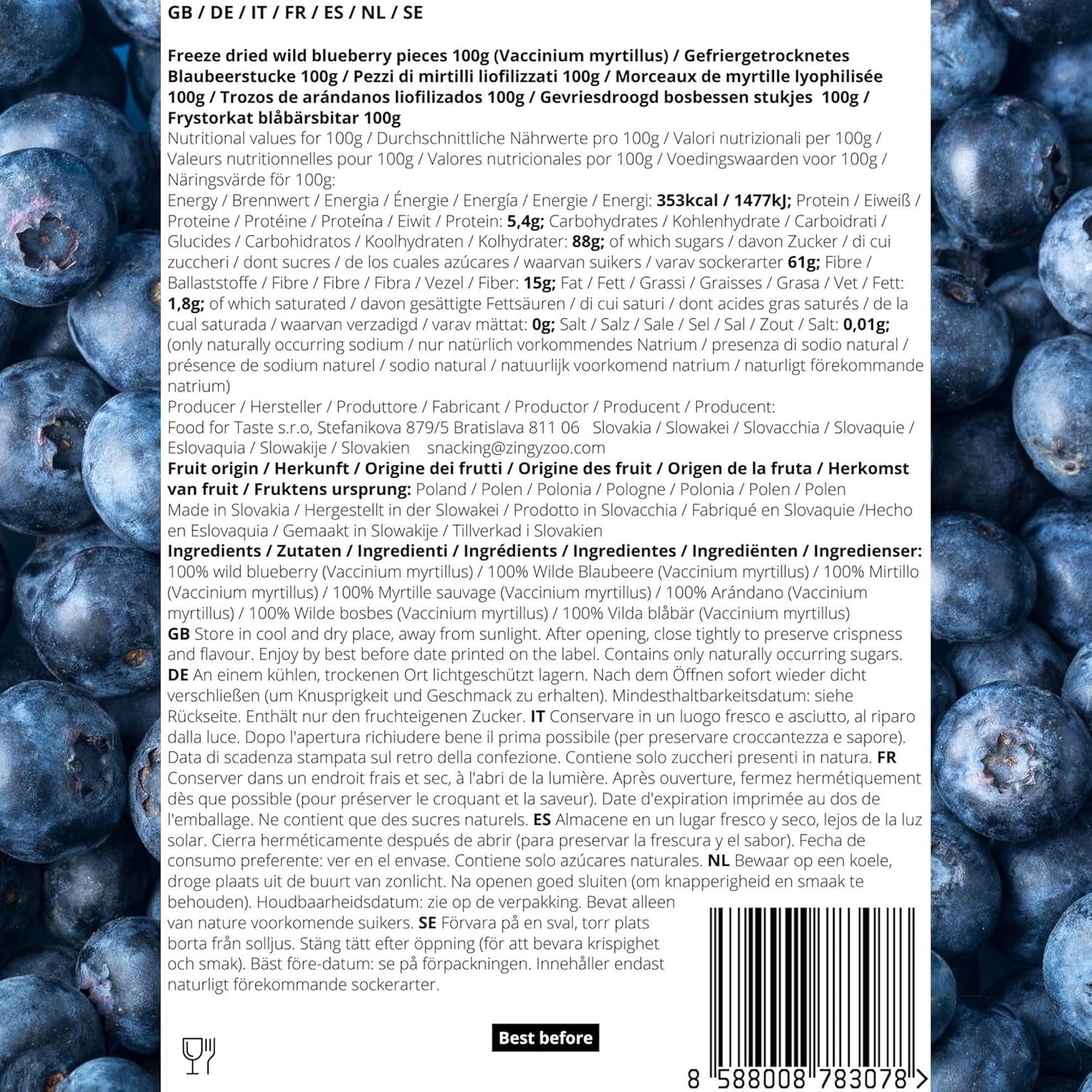 Kawałki suszonej żurawiny | 100% Vaccinium Myrtillus Liofilizowane dzikie jagody | Proszek z dzikiej borówki Borówki w proszku Liofilizowane suszone Borówki liofilizowane Produkty suszone Naty Shop