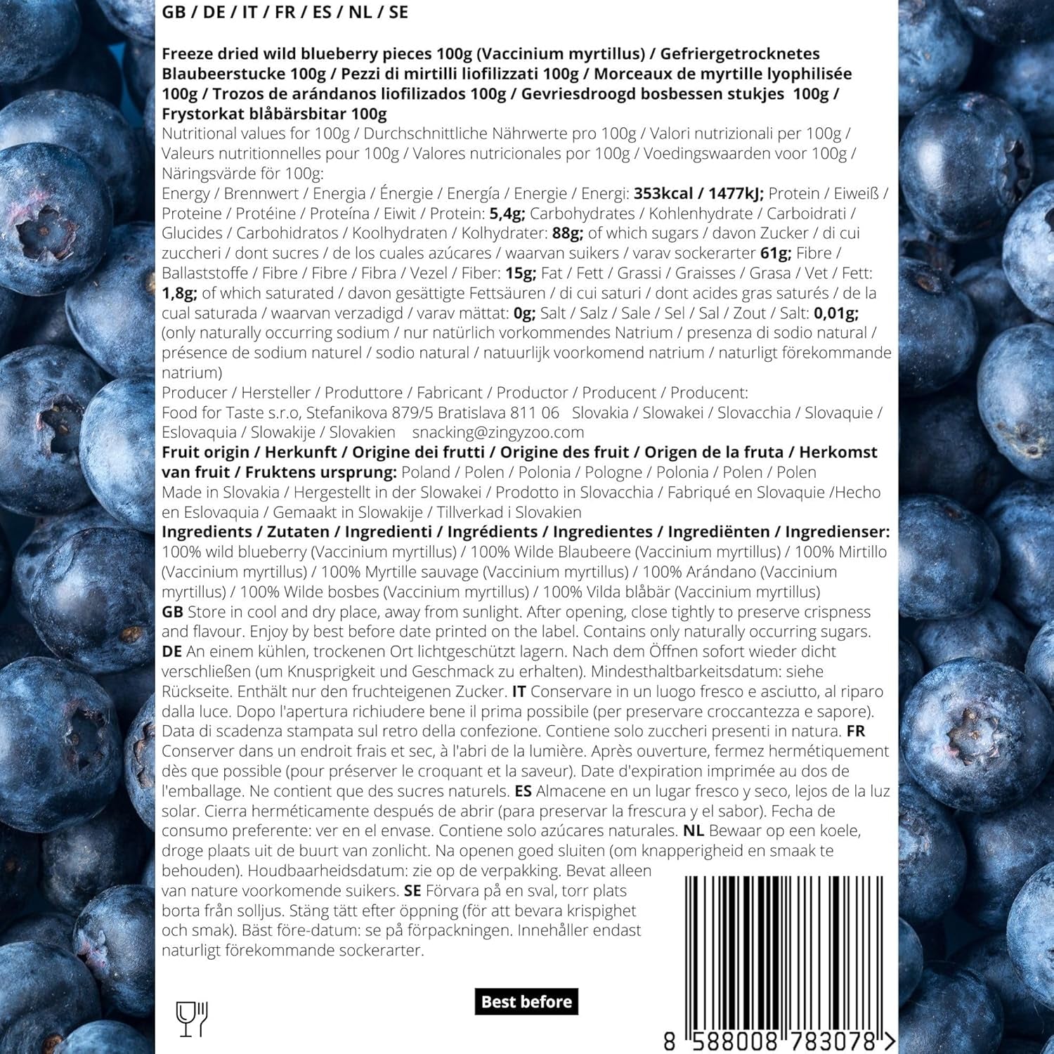 Kawałki suszonej żurawiny | 100% Vaccinium Myrtillus Liofilizowane dzikie jagody | Proszek z dzikiej borówki Borówki w proszku Liofilizowane suszone Borówki liofilizowane Produkty suszone Naty Shop