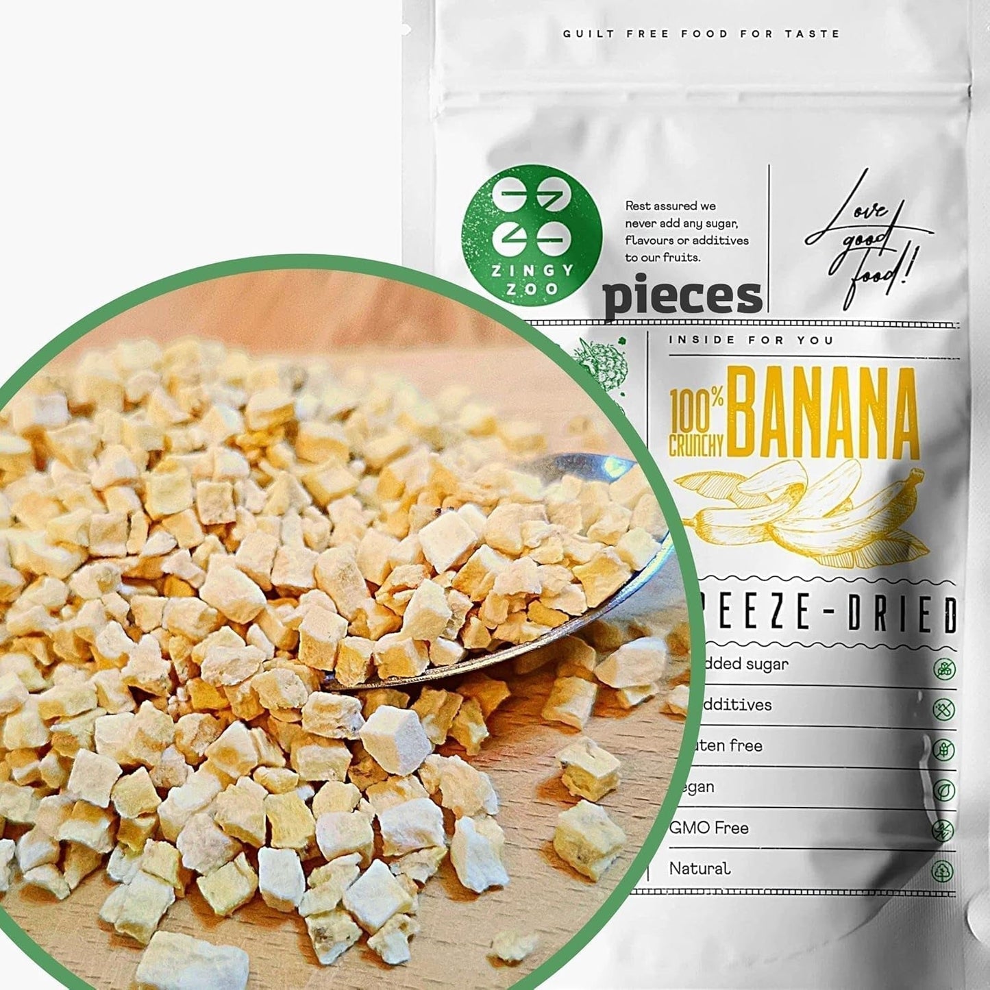 Kawałki bananów liofilizowanych | Suszone banany bez cukru | Banany liofilizowane Banany z suszonymi owocami | Świeże banany liofilizowane | Liofilizowane owoce suszone kawałki bananów produkty suszone Domyślny tytuł sklepu Naty