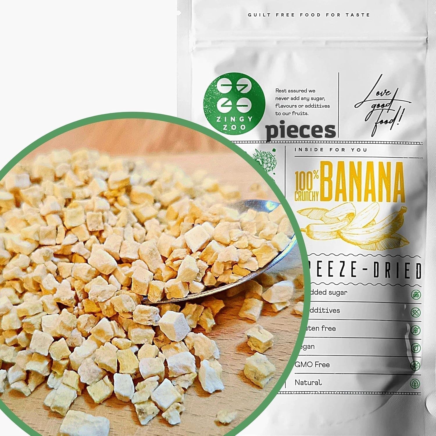 Kawałki bananów liofilizowanych | Suszone banany bez cukru | Banany liofilizowane Banany z suszonymi owocami | Świeże banany liofilizowane | Liofilizowane owoce suszone kawałki bananów produkty suszone Domyślny tytuł sklepu Naty