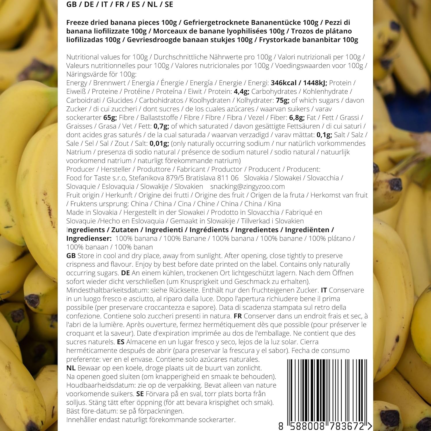 Kawałki bananów liofilizowanych | Suszone banany bez cukru | Banany liofilizowane Banany z suszonymi owocami | Świeże banany liofilizowane | Kawałki bananów z owocami liofilizowanymi Naty Shop produkty suszone