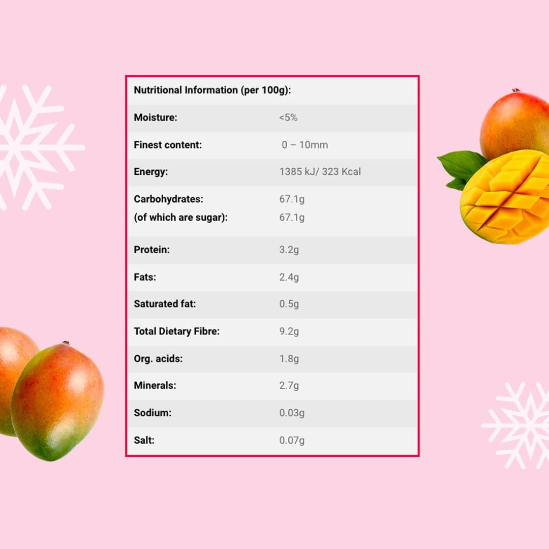 Kawałki mango liofilizowane 100g - Owoce liofilizowane - Owoce suszone liofilizowane - Mango suszone - Idealne do przekąsek, wypieków, musli, koktajli i deserów Produkty suszone Naty Shop