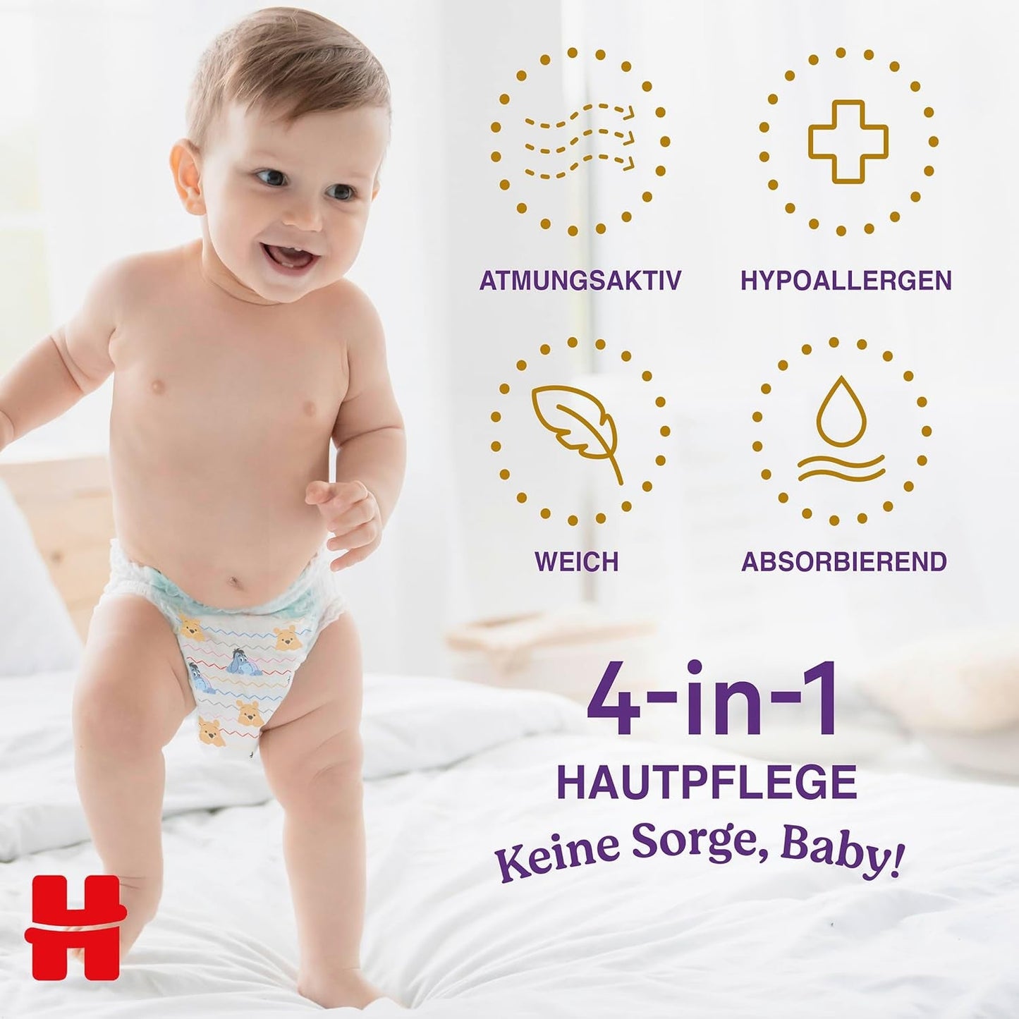 Spodnie Huggies Extra Care Disney Design Rozmiar 5 68 Pieluchy (2x34) Pudełko na pół miesiąca