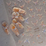 Glänzend Aurora Shell Schmetterling Nagelsticker Selbstklebend,Erleichterung Schmetterlinge Nail Naklejka Rosa Laser Schmetterling Nagelaufkleber Für Frauen Nageldesign Zubehör Nagel Zubehör Nail Art