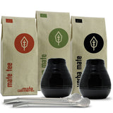 Zestaw do herbaty Mate dla dwojga, organiczny ● 2 filiżanki Mate + 2 bombille + 300 g herbaty Mate + instrukcja przygotowania