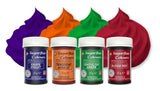 Zestaw barwników spożywczych Sugarflair Pasta/4 barwniki spożywcze do makaronów, kremówek, marcepanu, pasty cukrowej, śmietanki i nie tylko: Macabre Green, Grape Purple, Blood Red