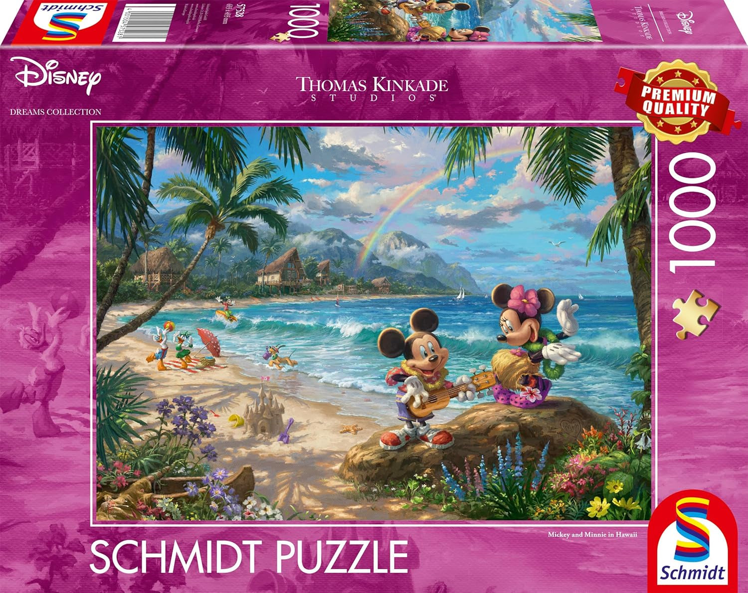 Schmidt Spiele Thomas Kinkade 57528 Disney Mickey i Minnie na Hawajach 1000-elementowe puzzle kolorowe [wyłącznie w Amazon] Puzzle Naty Shop Domyślny tytuł