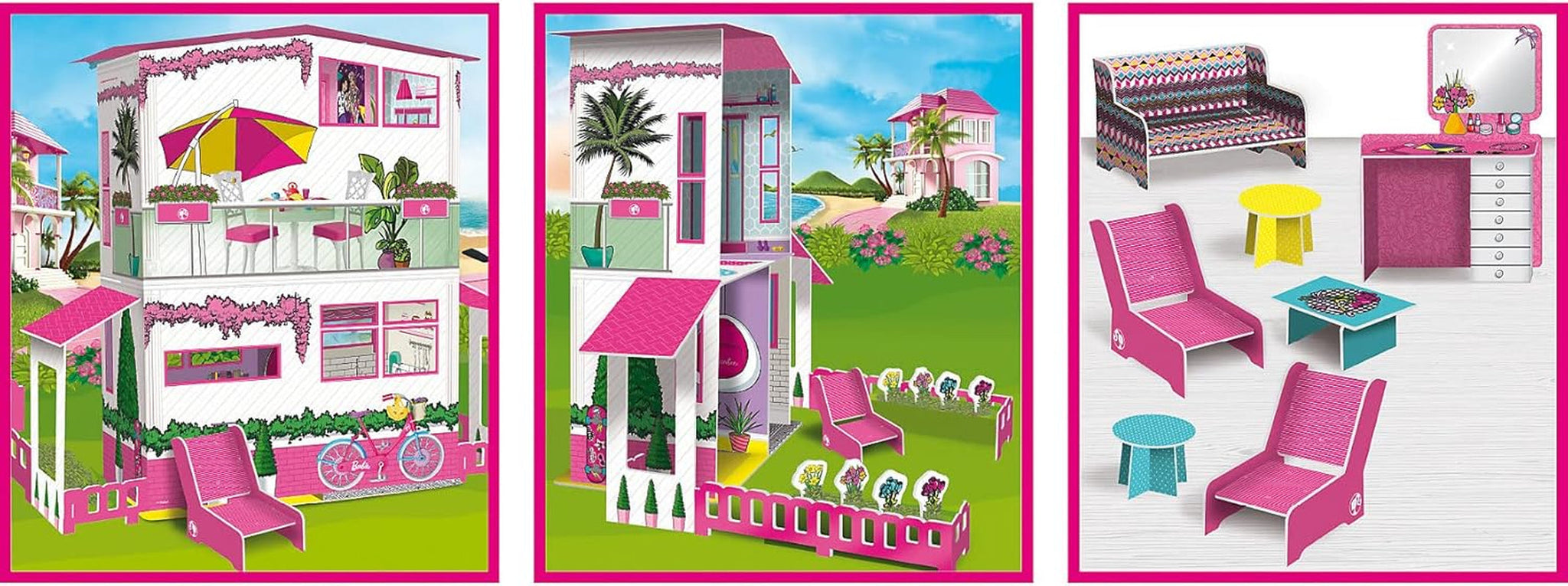 Lisciani - Domek dla lalek BARBIE - Wymarzona willa Barbie na dwóch piętrach - Dom 3D do budowania, dekorowania i projektowania - Kreatywne rękodzieło i zabawki konstrukcyjne dla dzieci w wieku 4 lat i więcej Domy dla lalek Naty Shop