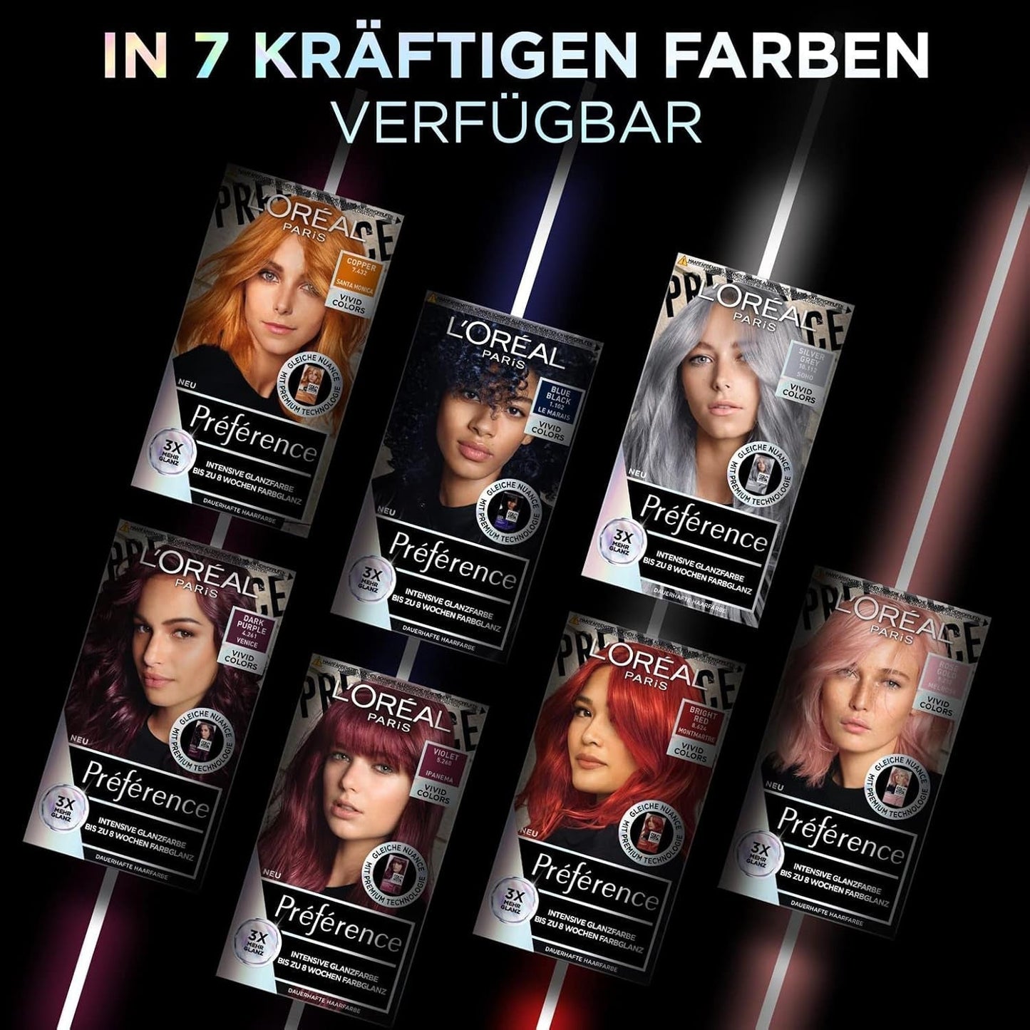 L'Oréal Paris Intensywna trwała koloryzacja włosów, Do 8 tygodni lśniących włosów i intensywnego koloru, Préférence Vivid Colors, Kolor: 10.112 SILVER GREY, 1 szt. (2 sztuki w opakowaniu) Farba do włosów Naty Shop
