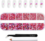 Beadsland 2500 szt. Glas Nailart Strasssteine ​​​​Kristall Flatback Edelsteine ​​​​Runde, ​​Für Handwerk Gemischt 8 Größen SS4 ~ SS30 Mit Picking Pinzette Und Stift (Kristall Weiss)