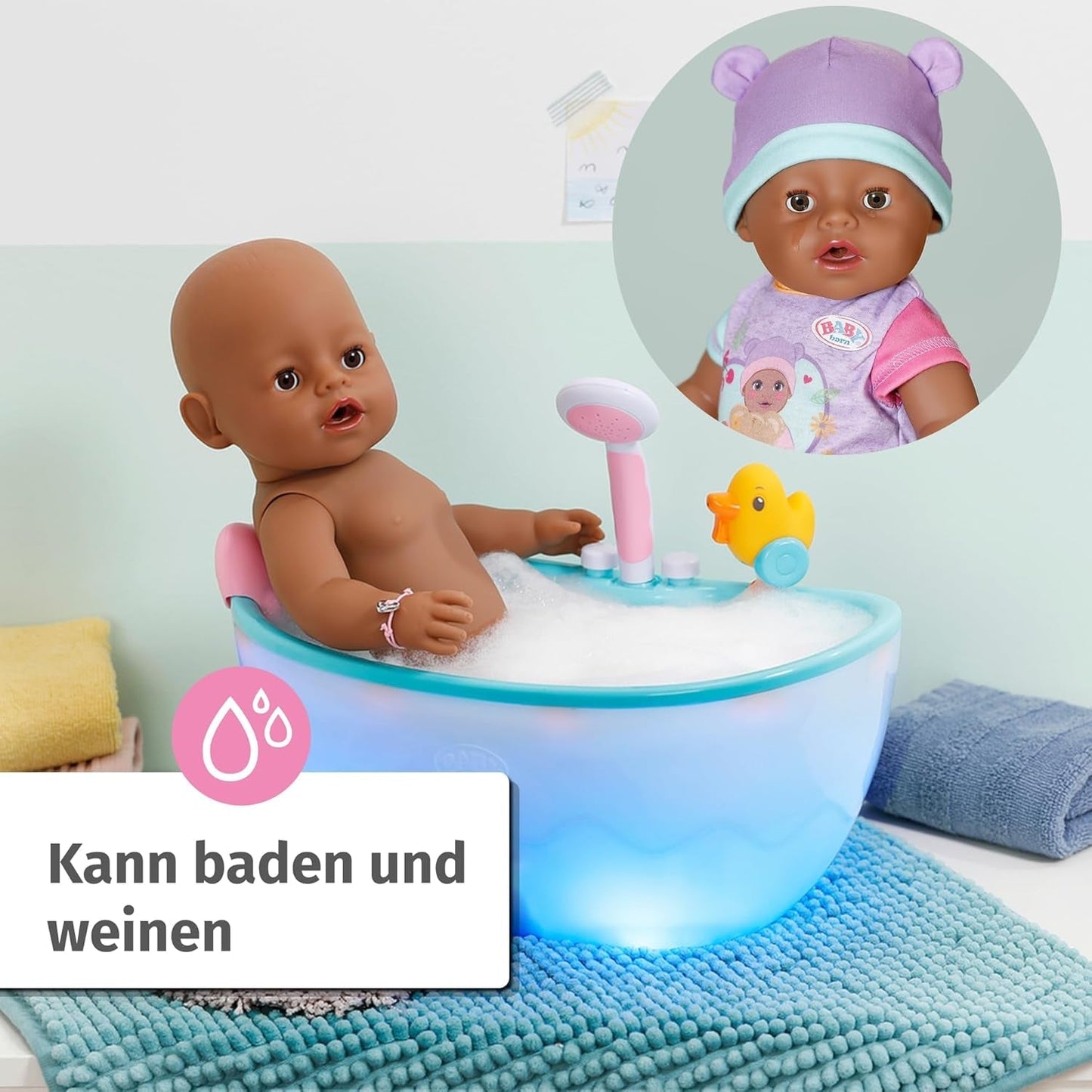 BABY Born Eva 43Cm, lalka z 10 funkcjami i akcesoriami, dla dzieci od 3 lat, działa bez baterii, duża lalka 43Cm, 836408 Zapf Creation Dolls Naty Shop