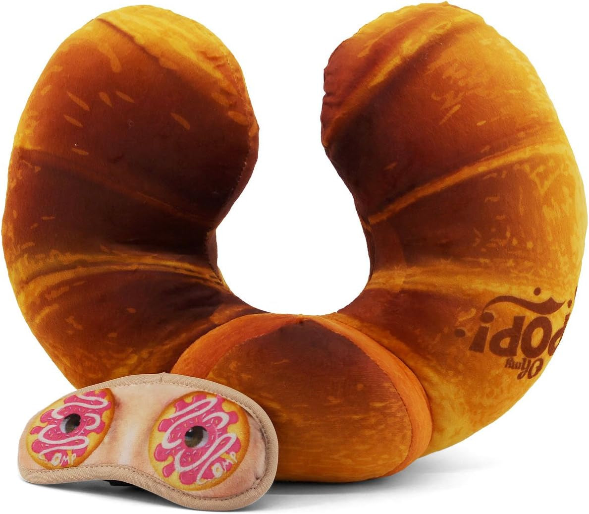 Poduszka pod szyję z rogalikiem i maska do spania, poduszki podróżne Orange Naty Shop