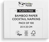 Bambusowe serwetki koktajlowe Cheeky Panda | serwetki białe 100 sztuk serwetek papierowych