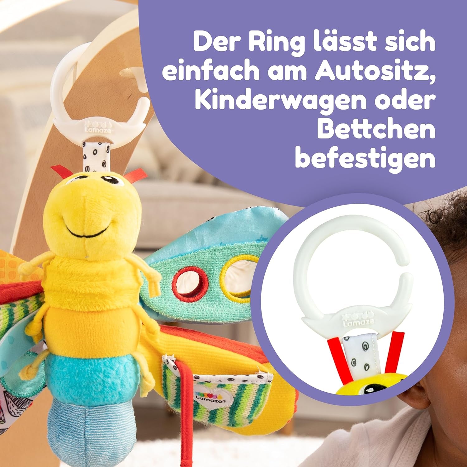 Lamaze Zabawka dla niemowląt „Freddie the Firefly” Clip & Go, wysokiej jakości zabawka dla małych dzieci, zawieszka z uchwytem wzmacniająca relację rodzic-dziecko, od 0 miesiąca życia, wiele kolorów Bebe Toys Naty Shop