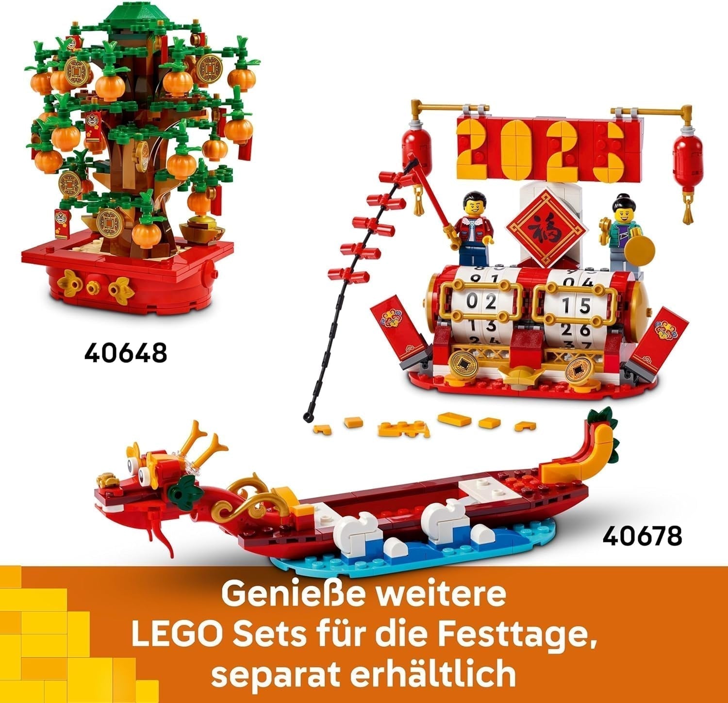 LEGO Kasztan Dzwonnik, zestaw do budowania dla 9 lat, prezent na Księżycowy Nowy Rok dla chłopców i dziewcząt, zestaw do odgrywania ról, dekoracje świąteczne, dekoracje domu, dekoracje stołu 40648 Zestawy do budowania Besuche w sklepie LEGO