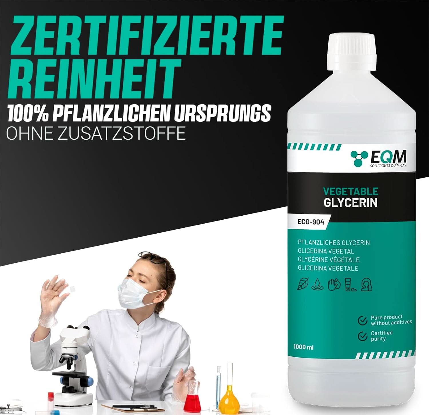 Gliceryna roślinna, w 100% naturalna, naturalny środek nawilżający do włosów i skóry, idealny do mydeł, szamponów, kremów, 1 litr Prysznic i kąpiel Naty Shop