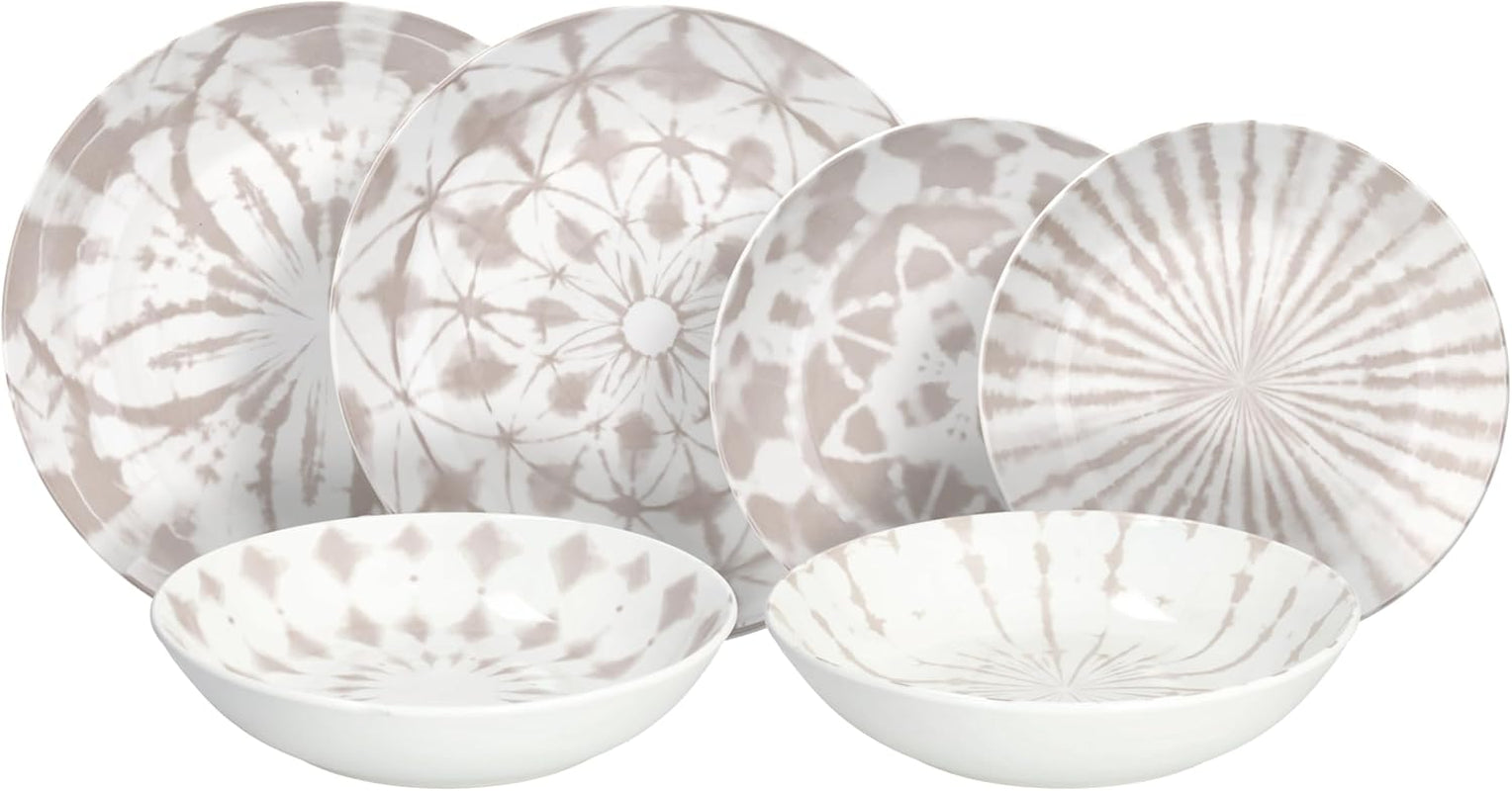 Mallorca, komplet zastawy dla 6 osób, 18 sztuk, porcelana, beż