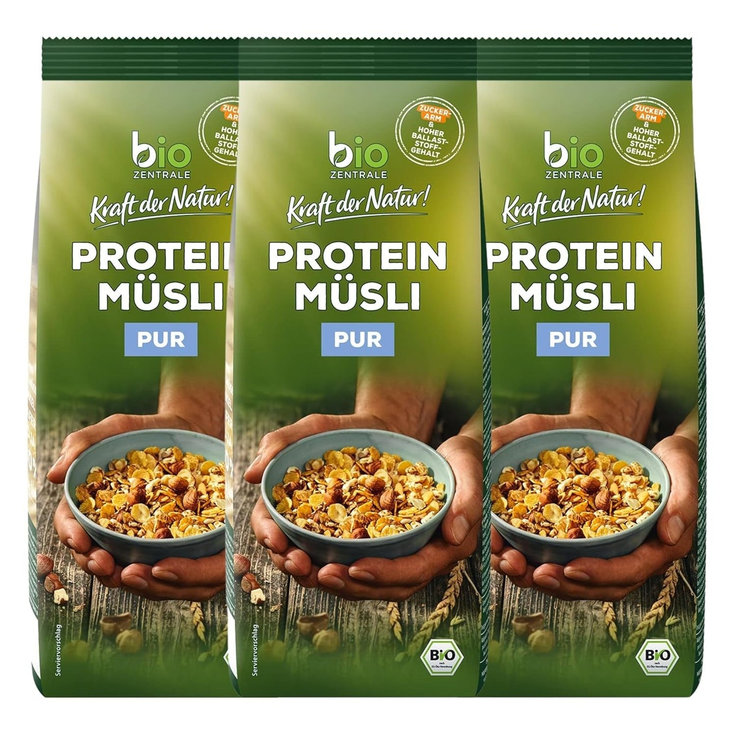 Biozentrale musli białkowe - 375g - Organiczne z miodem - Jako płatki śniadaniowe lub jako przekąska