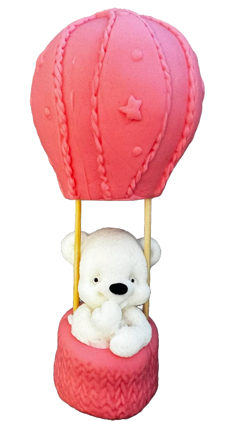 Jadalna dekoracja cukrowa, Miś w balonie. Dekoracje ze sklepu Sugar Paste Naty
