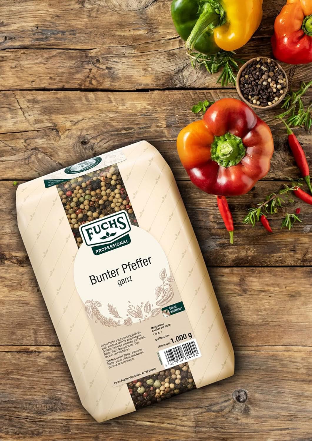 Fuchs kolorowy pieprz w całości, 1 kg Condimente Naty Shop