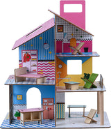 Drewniany domek dla lalek Olivia's Little World 360 dla dzieci, lalki 3,5 cala i 12 akcesoriów, wielokolorowy TD-13260C