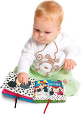 Clementoni 17721 Disney Baby - Książeczka z tkaninami, wszechstronna zabawka podróżna dla dziecka, trzeszcząca i piszcząca książeczka z obrazkami dla noworodków od 0 miesiąca życia Zabawki dla dzieci Naty Shop