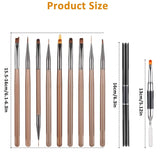 Zestaw 10 szpilek Stück Nailart, Pędzle do zdobienia paznokci Braun Nailart Design Pinsel Nageldesign Pinselfür Gelnägelfür Heimwerker Maniküre Salon Zuhause Zestaw szpilek do paznokci