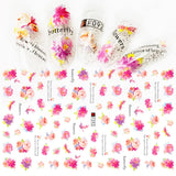 JMEOWIO Nagelsticker Frühling Blume 9 Blatt Nagelaufkleber Selbstklebend Rosa Blüte Nail Art Naklejka Dekoration Nageldesign Zubehör