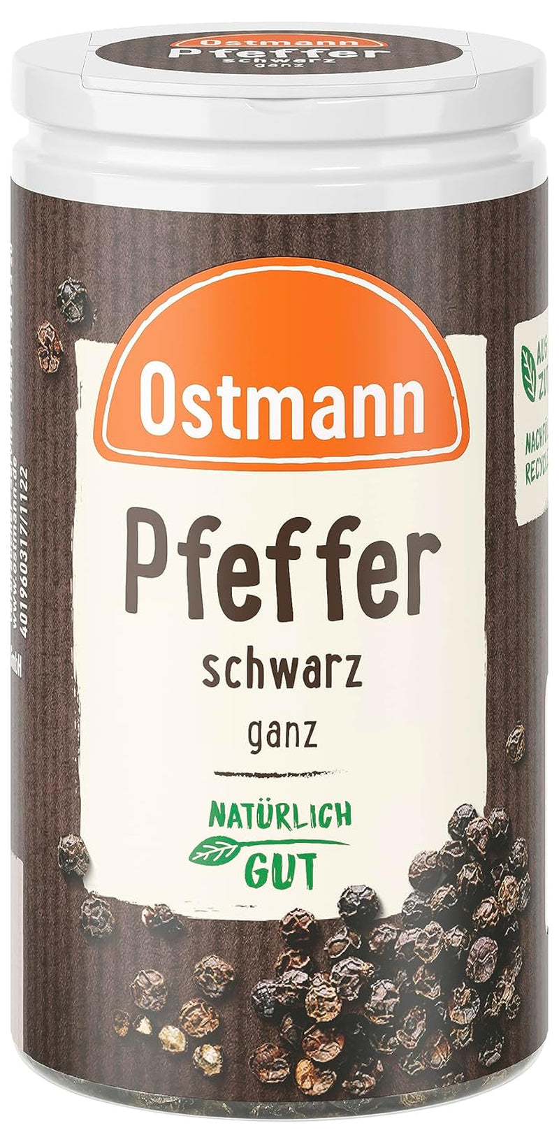 Ostmann Gewürze - Pfeffer schwarz ganz | 40 g w Der Streudose