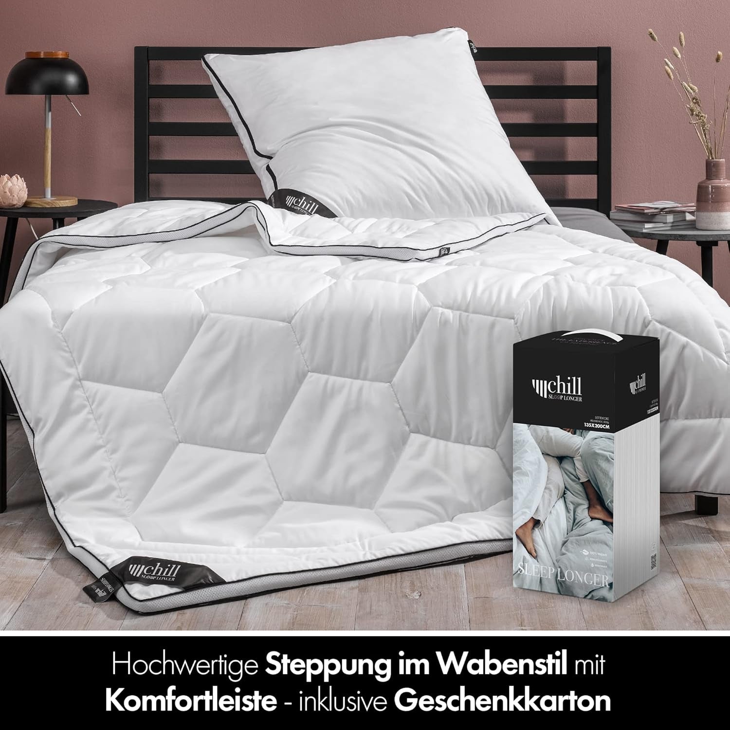 Kołdra All Seasons 135X200 - Lekka kołdra 135X200 - Oddychająca, nadająca się do prania i w 100% wegańska - Kołdra z klimatycznej siateczki i opaska wygodna do spania - Kołdry i kołdry z wypełnieniem 800G Naty Shop