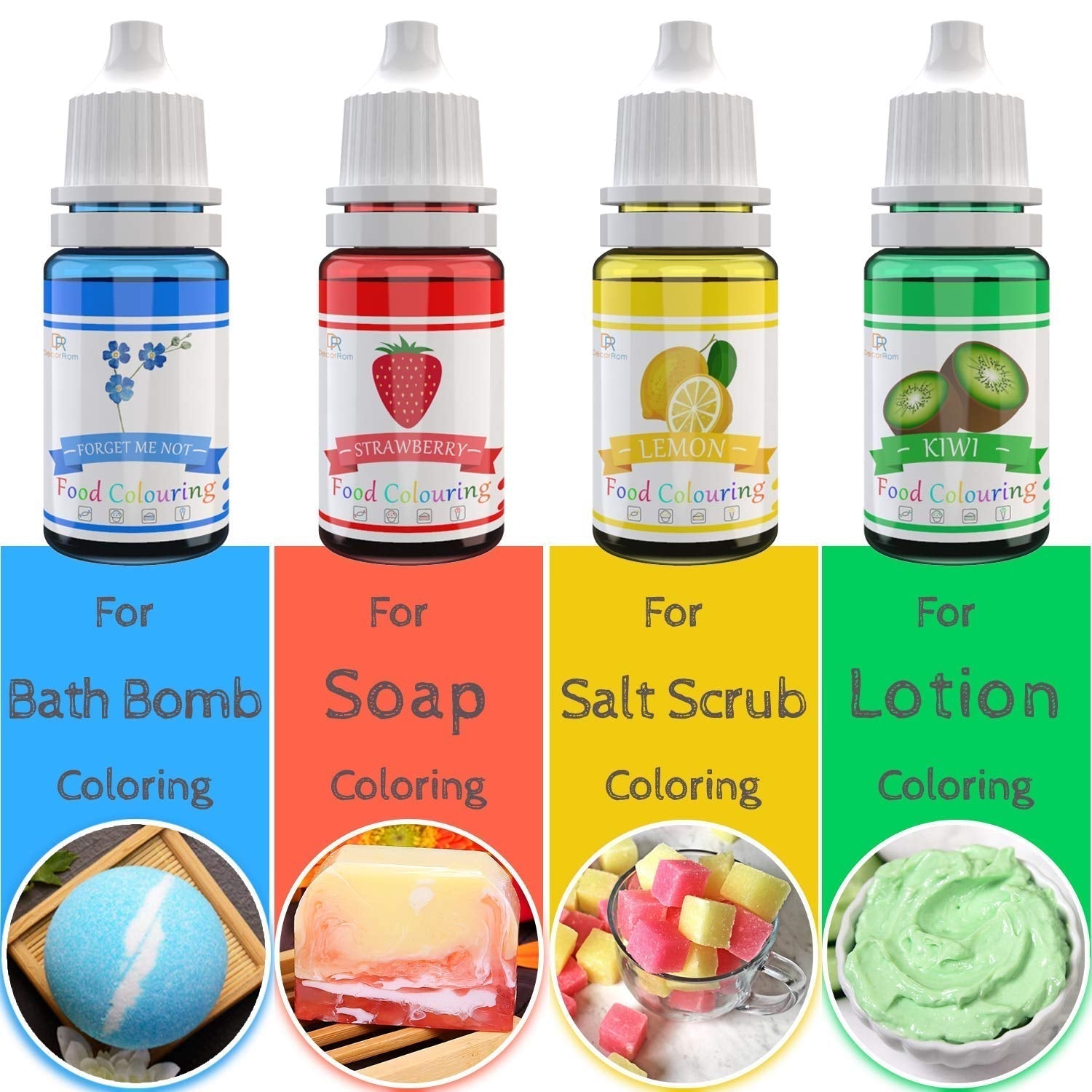 DecorRom, zestaw 10 barwników spożywczych w płynie, 10 x 10 ml Naty Shop