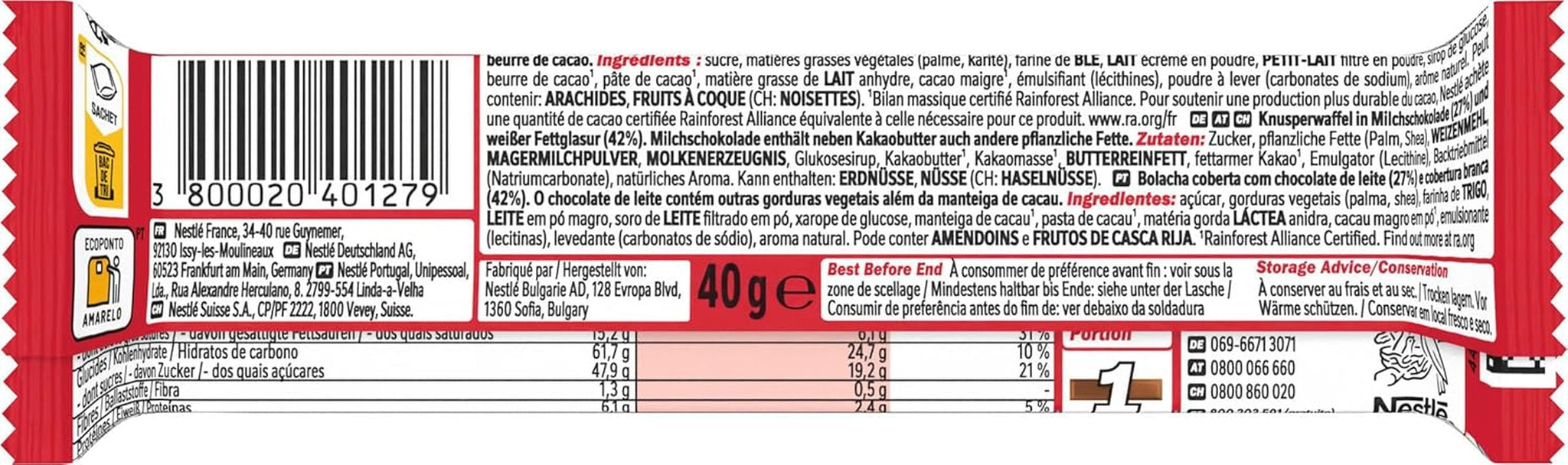 Nestlé Chunky Funky, chrupiący wafelek w mlecznej czekoladzie, opakowanie 24 szt. (24 x 40 g)