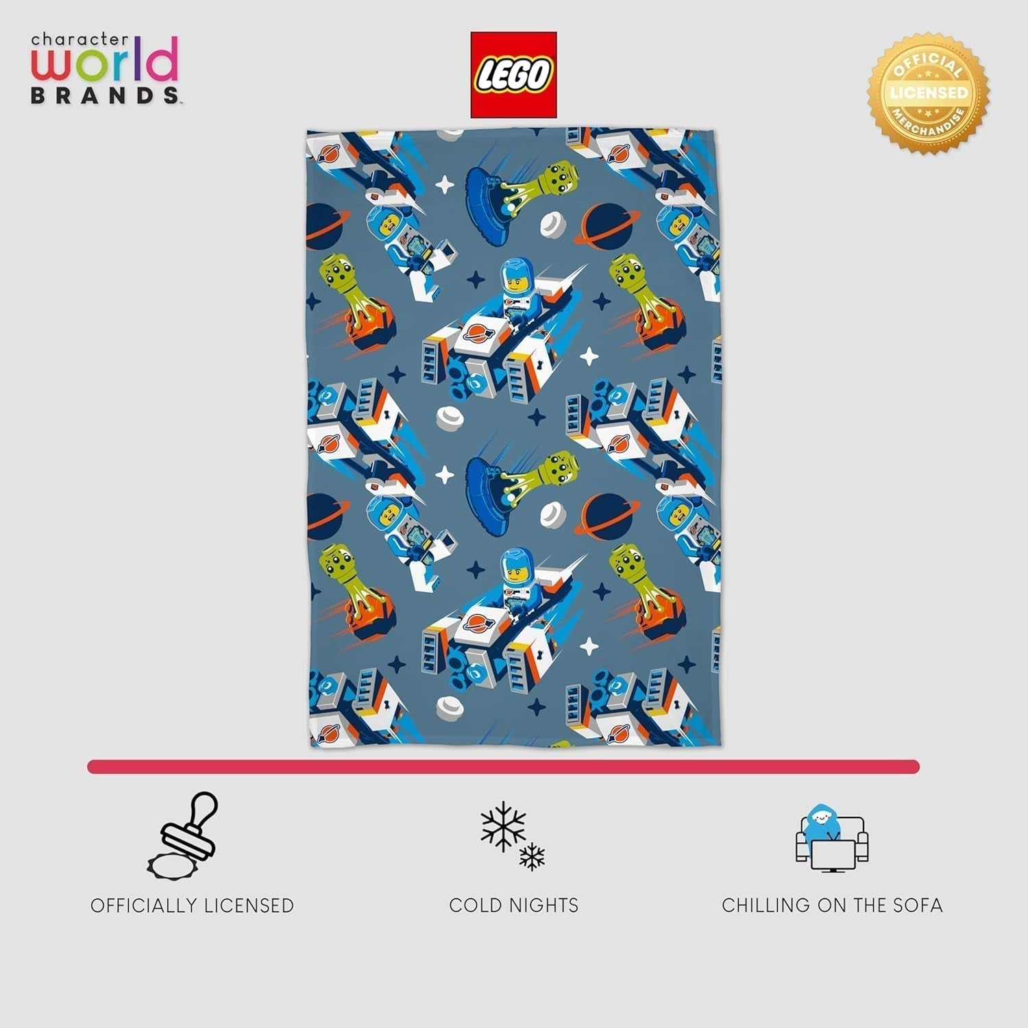 Oficjalny koc polarowy Character World Lego® City, super miękki, ciepły niebieski narzut, projekt przestrzeni miejskiej, idealny do sypialni, biwakowania i spania, łóżka i koce 100 x 150 cm Besuche den Character World-Store