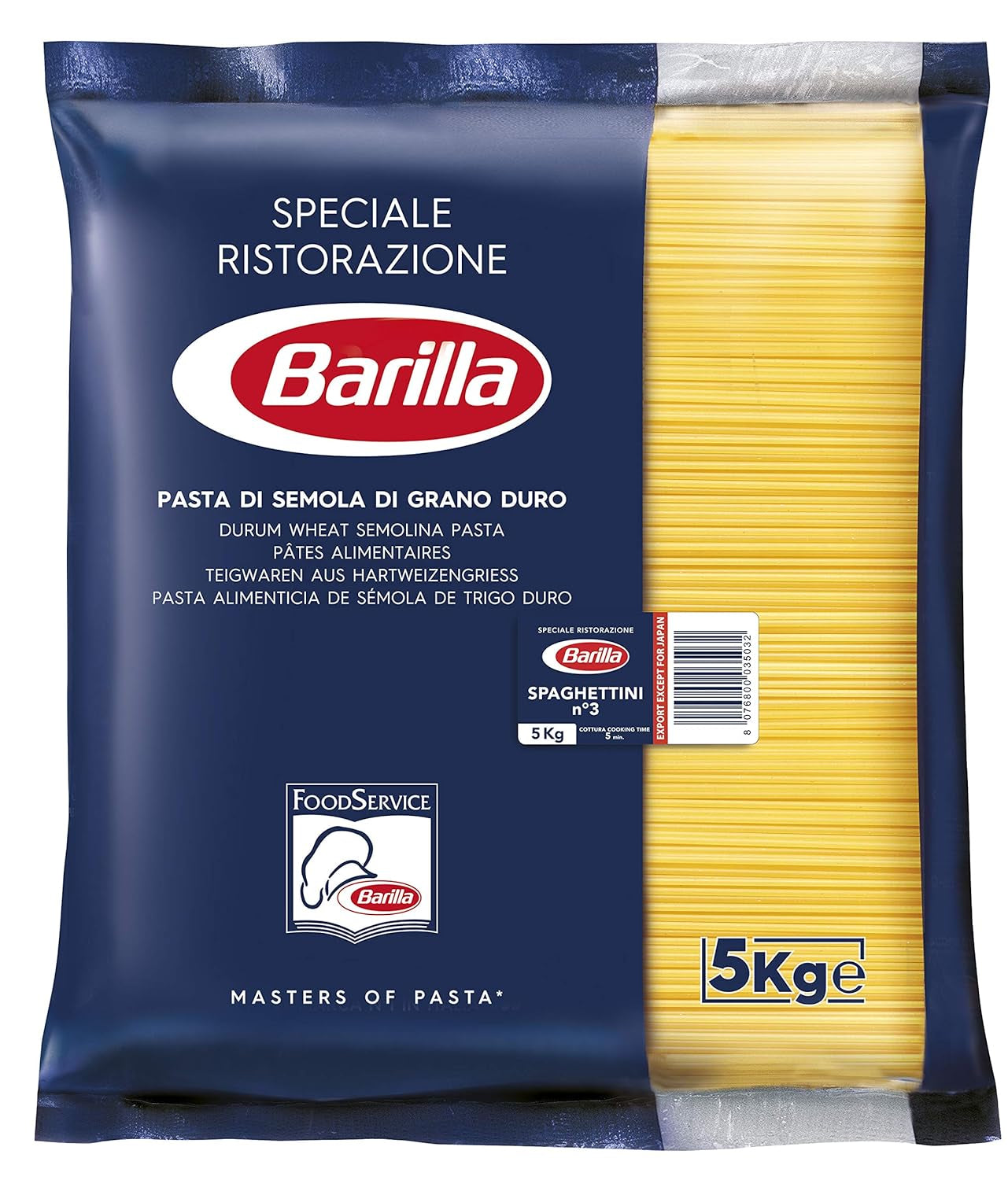 Barilla Pasta Klassische Spaghetti n.5 aus wysokiej jakości Hartweizen immer al dente, (1 x 500 g), bez smaku