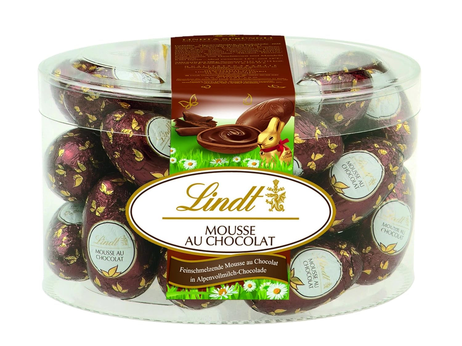 Mus czekoladowy Lindt z czekoladowymi jajkami | 450 g Mleczna czekolada wypełniona rozpływającym się w ustach musem czekoladowym | Czekolada Wielkanocna | Prezent czekoladowy | Pisanki | Czekoladowe jajka