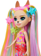 Lalki Enchantimals, lalka Sunshine Beach Deluxe z włosami i przyjacielem zwierząt, mała lalka z odpinaną spódnicą i akcesoriami, prezenty dla dzieci, lalki HTJ70 Naty Shop