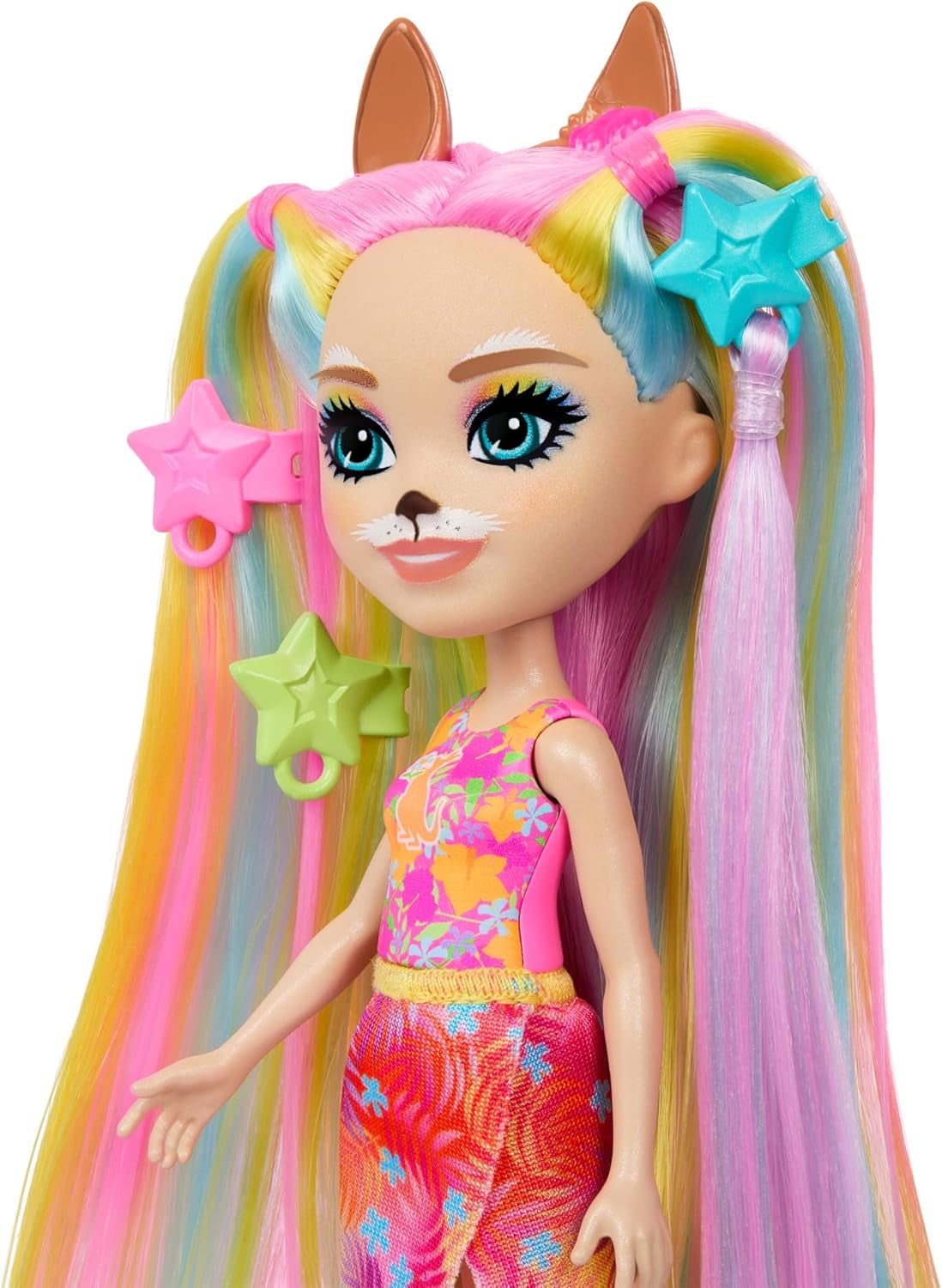 Lalki Enchantimals, lalka Sunshine Beach Deluxe z włosami i przyjacielem zwierząt, mała lalka z odpinaną spódnicą i akcesoriami, prezenty dla dzieci, lalki HTJ70 Naty Shop