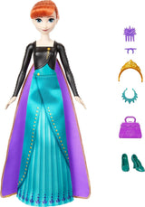 Mattel Disney Zestaw lalek Anna Królowa Lodu, Spin & Reveal z 11 niespodziankami, w tym 5 akcesoriów, 5 naklejek i sceną do zabawy, inspirowaną filmem Disneya, HXD27 Naty Shop Dolls